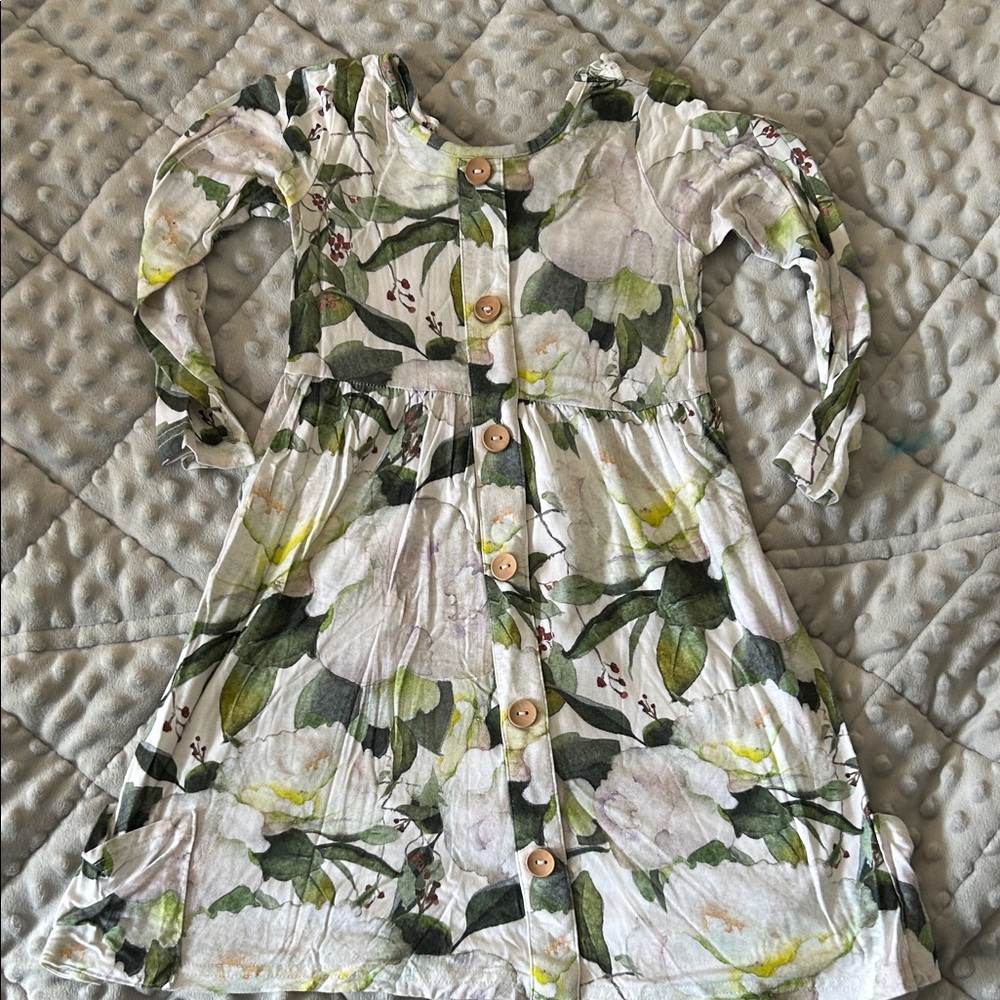 Charming Floral Button-Down Kids Dress